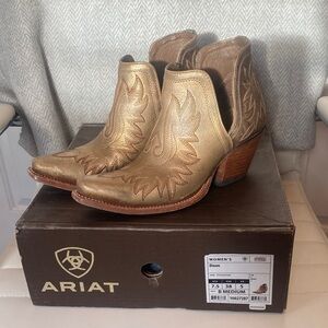 Ariat Dixon Metallic Gold Western Cutout Ankle Boots 7.5 B